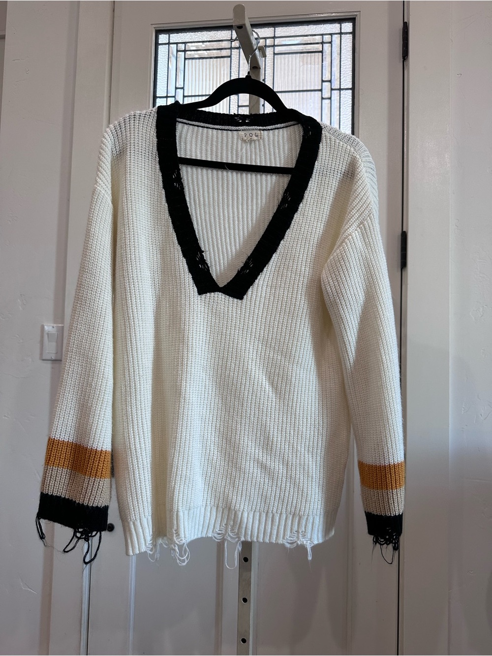 POL Distressed Knit Sweater